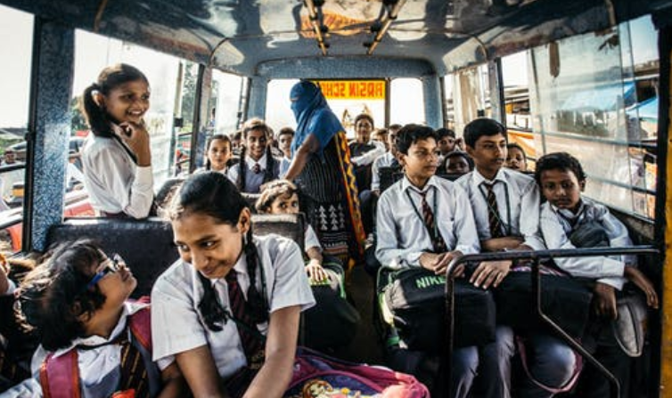 kids in a bus